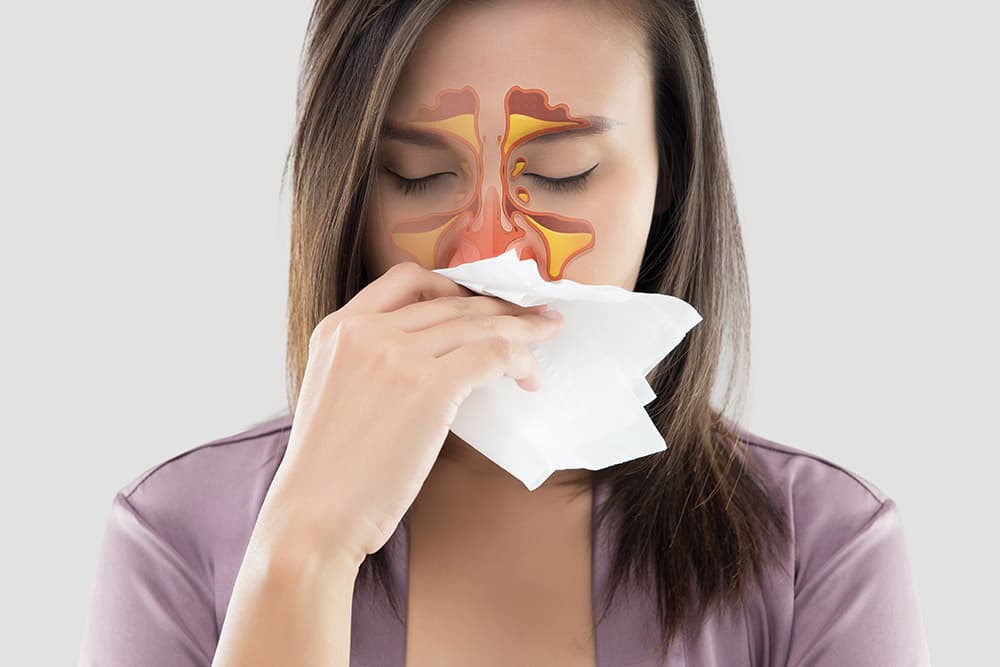 Visual representation of sinus inflammation affecting the nasal and facial sinuses